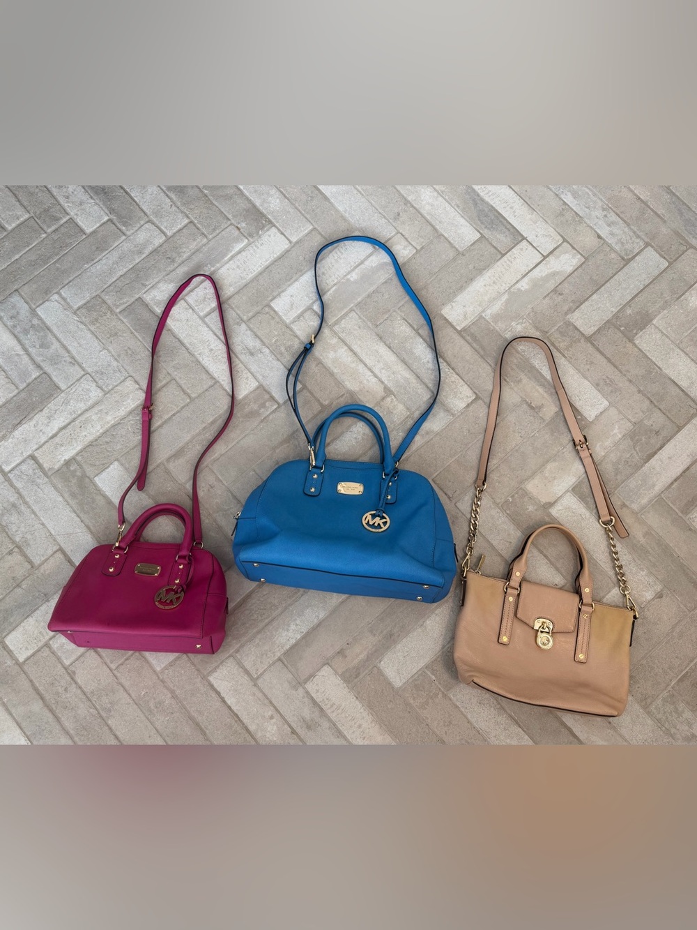 Project - Michael Kors Lot of 3 Leather Handbags with Straps (Project, Parts)